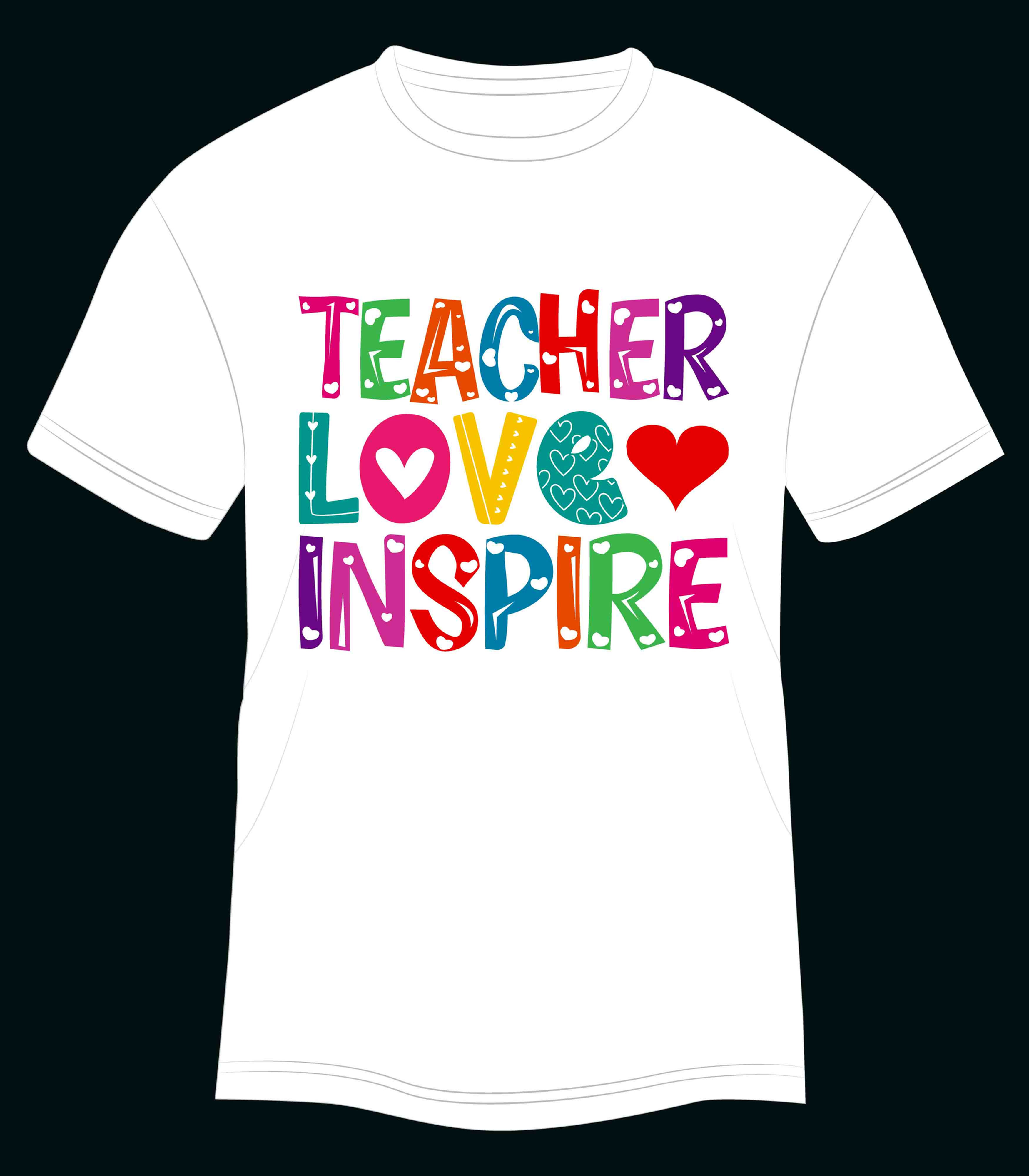 teacher love inspire typography printed t shirts