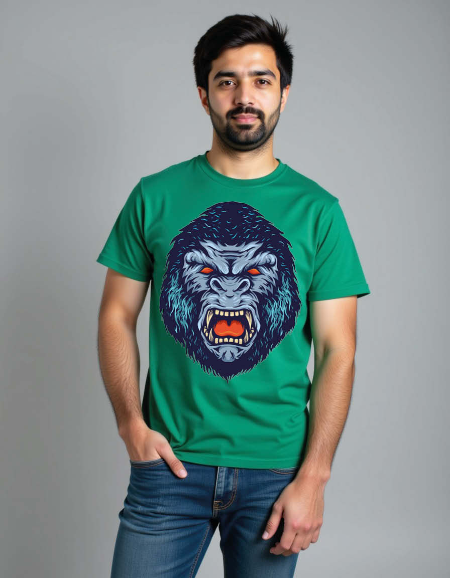 Furious Gorilla Head Unisex Printed Graphic T-Shirt for Mens,Womens & Kids
