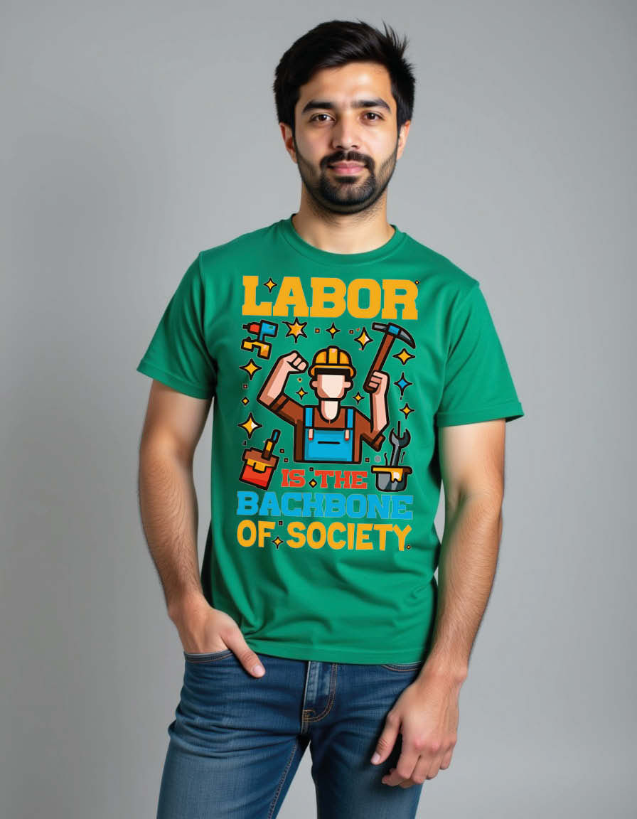 Thumbnail: labor is the bachbone of society Unisex Printed Graphic T-shirt