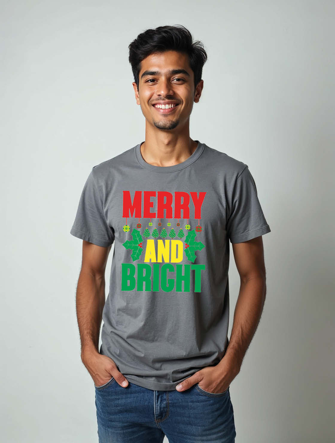 merry and bright Unisex Printed Graphic T-Shirt For Mens Womens & Kids