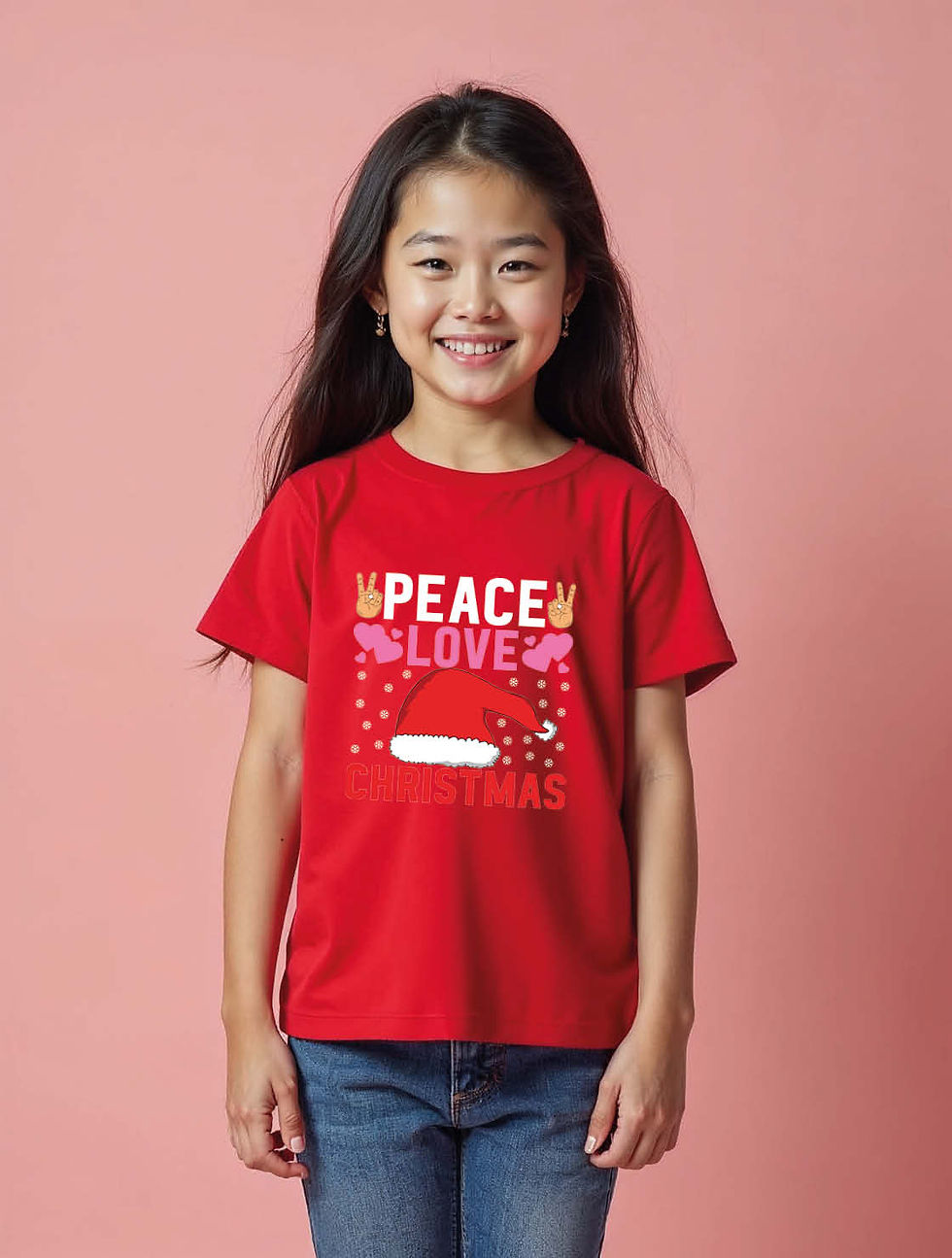 Thumbnail: peace love christmas Unisex Printed Graphic T-Shirt For Mens Womens & Kids