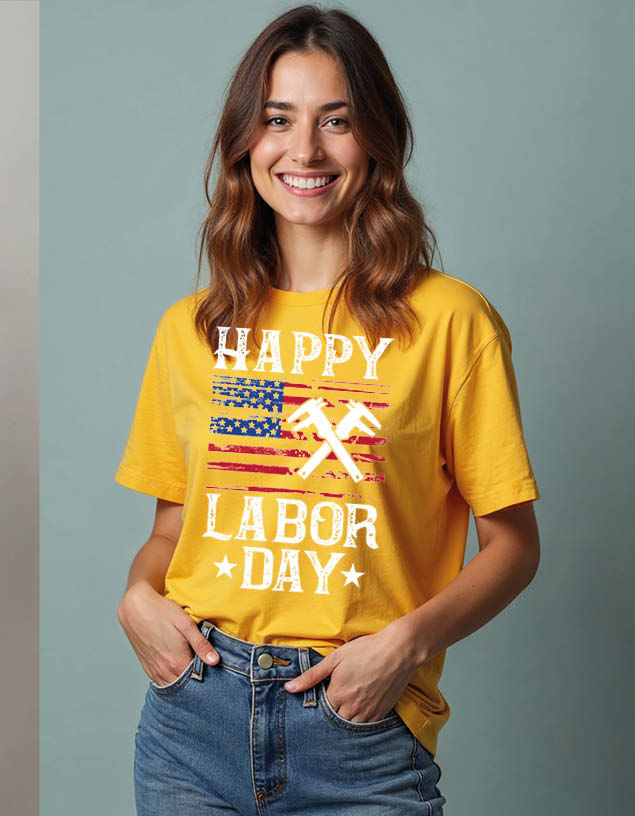 Thumbnail: happy labor day Unisex Printed Graphic T-Shirt For Mens Womens & Kids