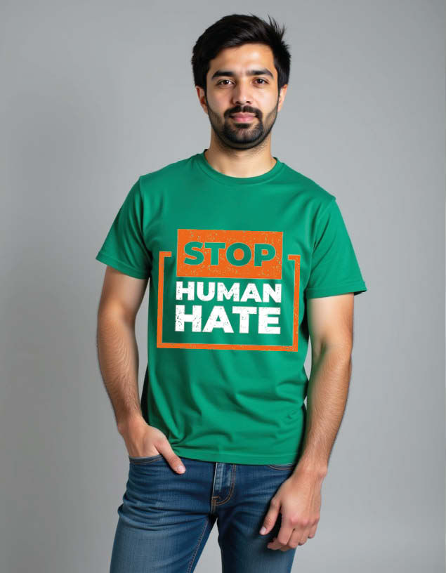 Thumbnail: stop human hate Unisex Printed Graphic T-Shirt For Mens Womens & Kids