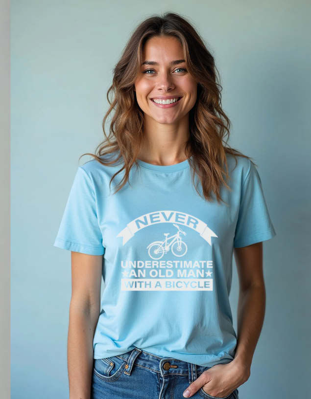 Thumbnail: never underestimate an old man with a bicycle Unisex Printed Graphic T-Shirt