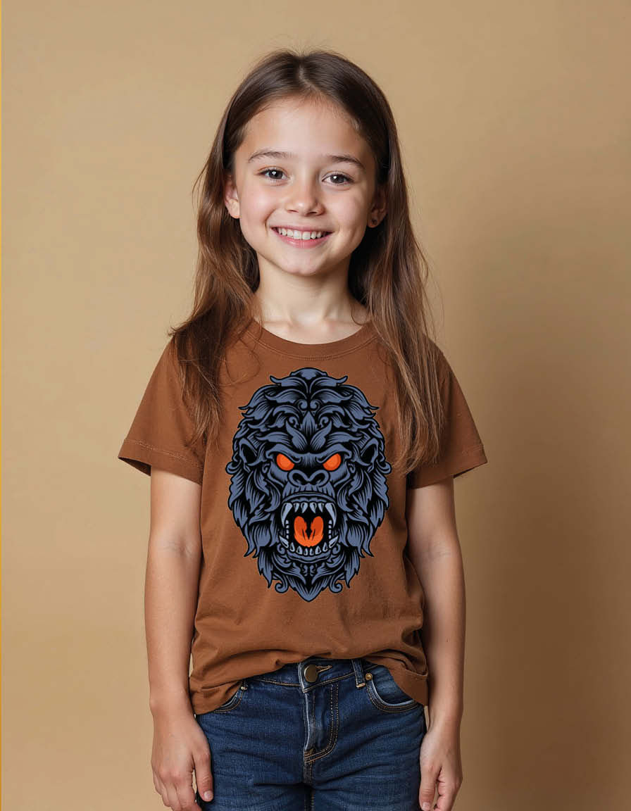 Thumbnail: Growling Engraved Gorilla Unisex Printed Graphic T-Shirt for Mens,Womens & Kids