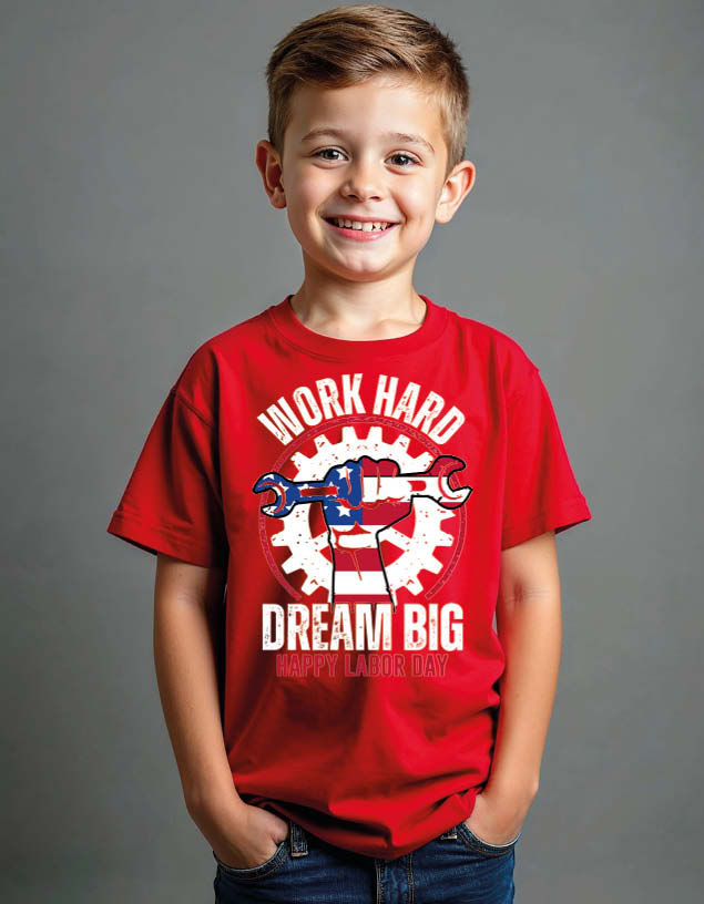 Thumbnail: work hard dream big happy labor day Unisex Printed Graphic T-Shirt