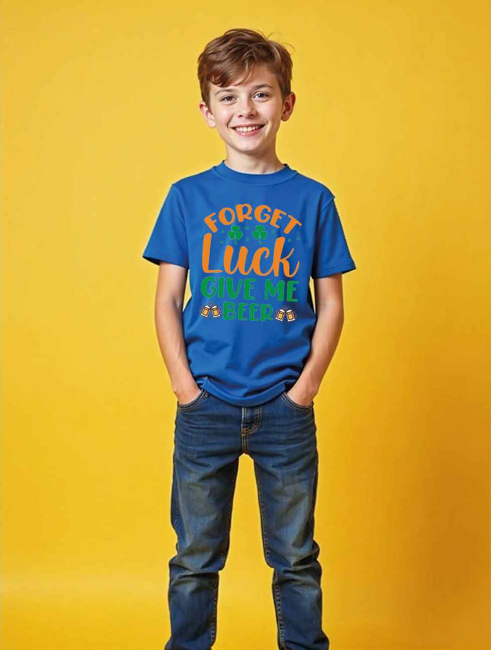 Thumbnail: forget luck give me beer Unisex Printed Graphic T-Shirt For Mens Womens & Kids