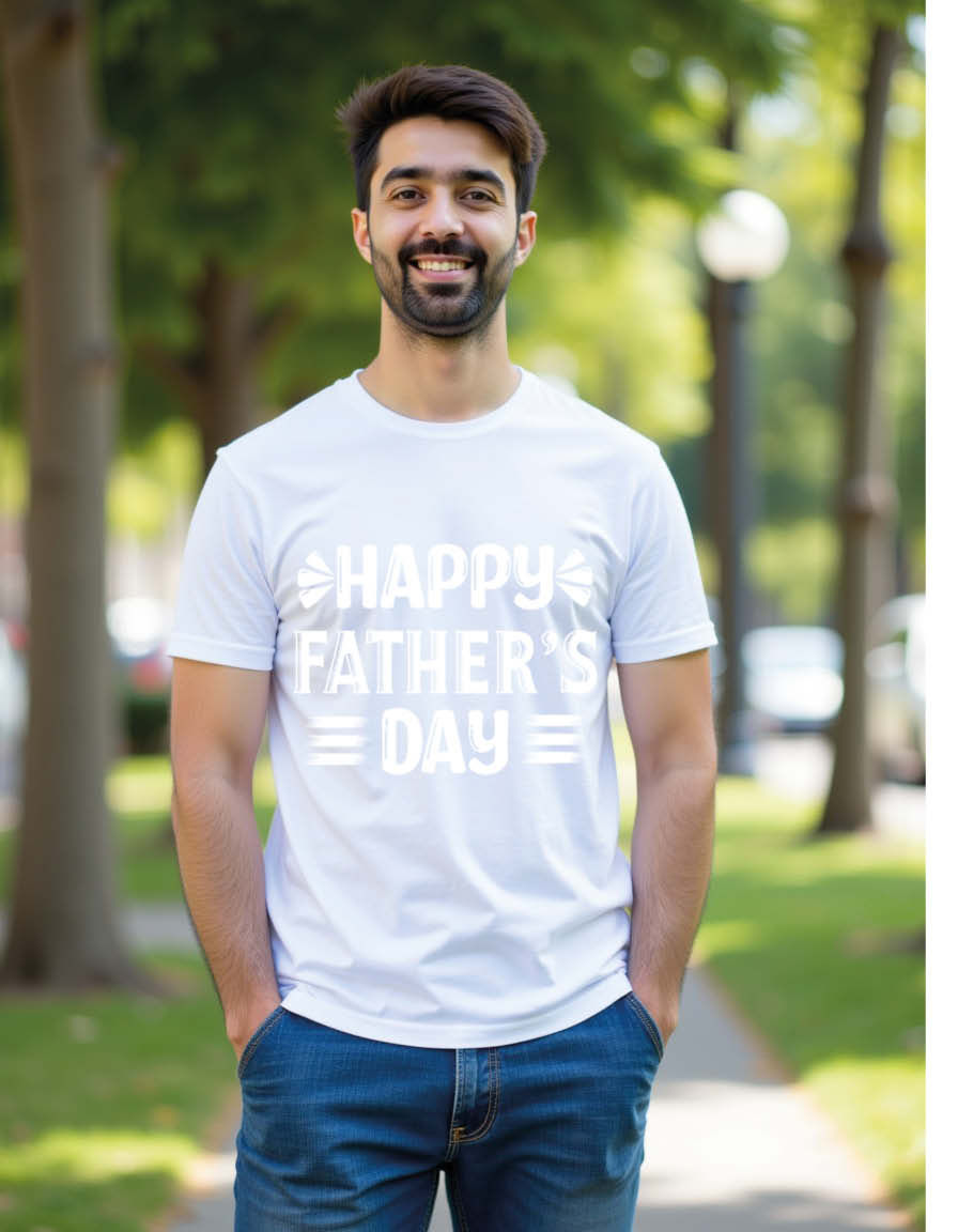 Thumbnail: Happy fathers day Unisex Printed Graphic T-shirt