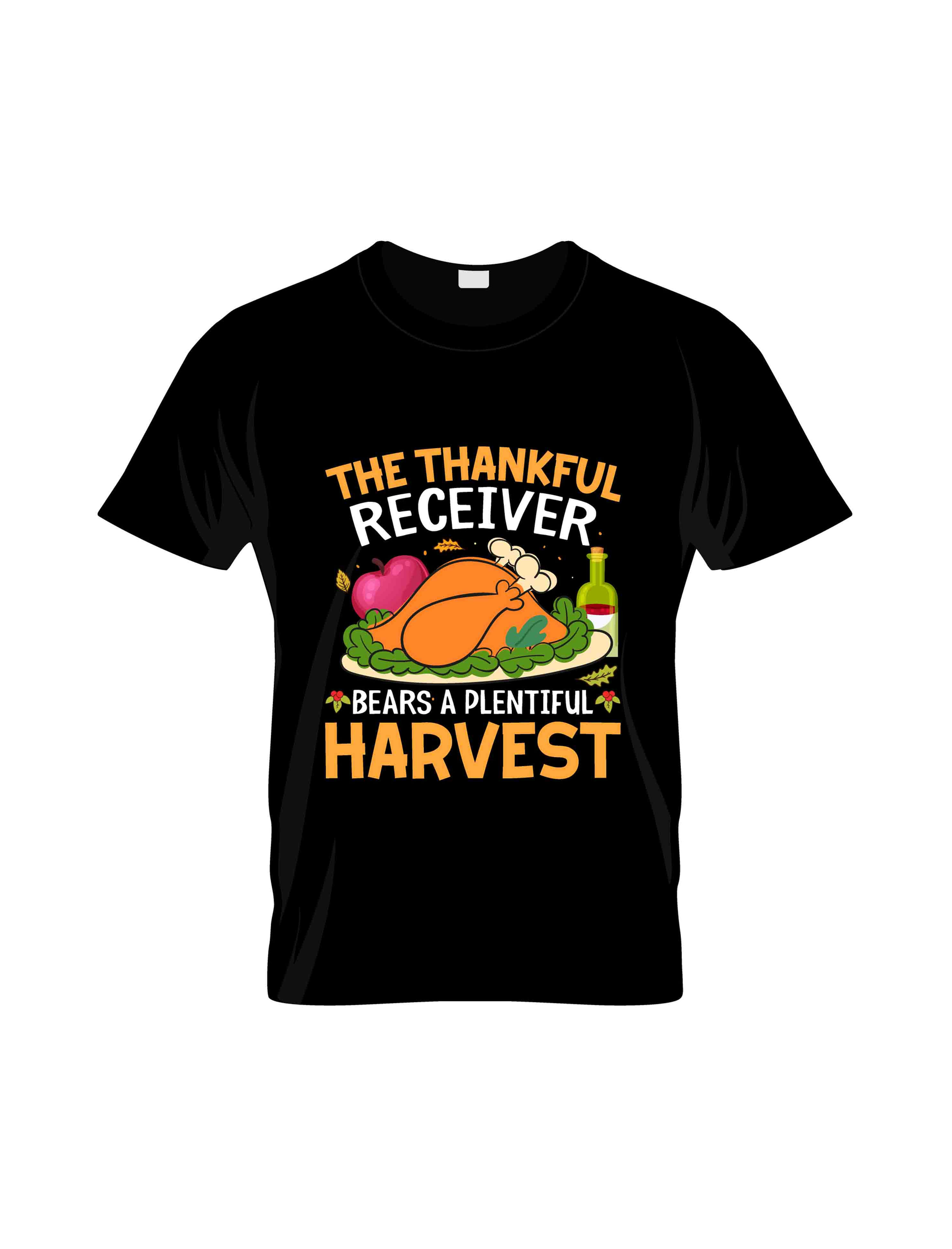 the thankful receiver harvest typography printed t shirts