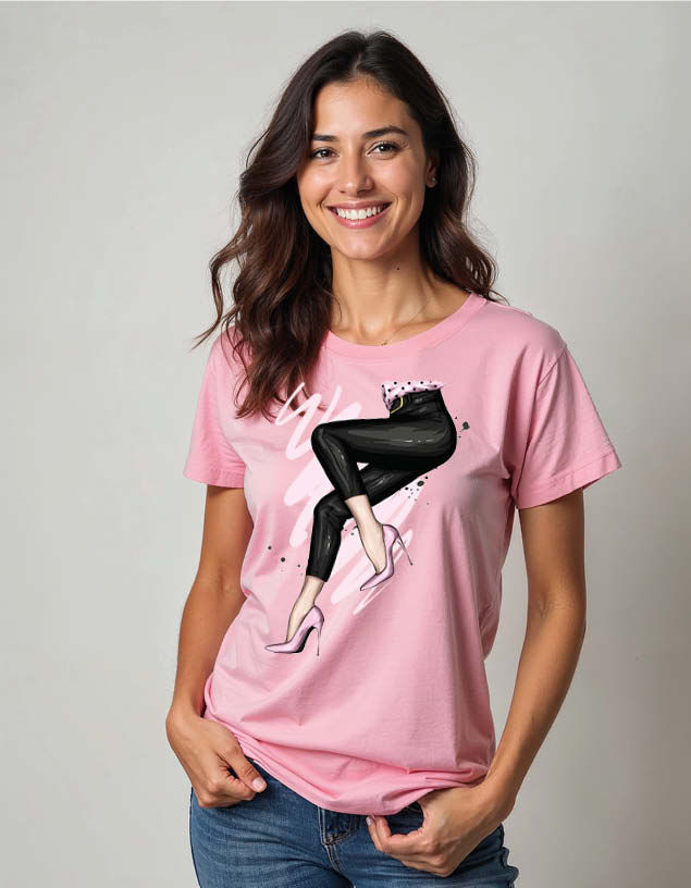 Thumbnail: Pink High Heels Unisex Printed Graphic T-Shirt for Mens,Womens & Kids
