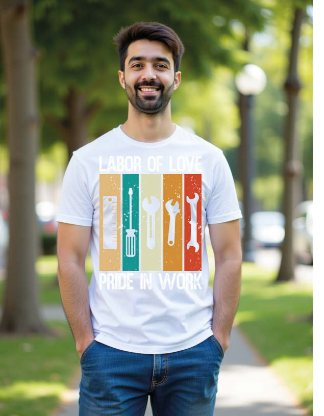 Thumbnail: labor of love pride in work Unisex Printed GraphicT-Shirt For Mens Womens & Kids