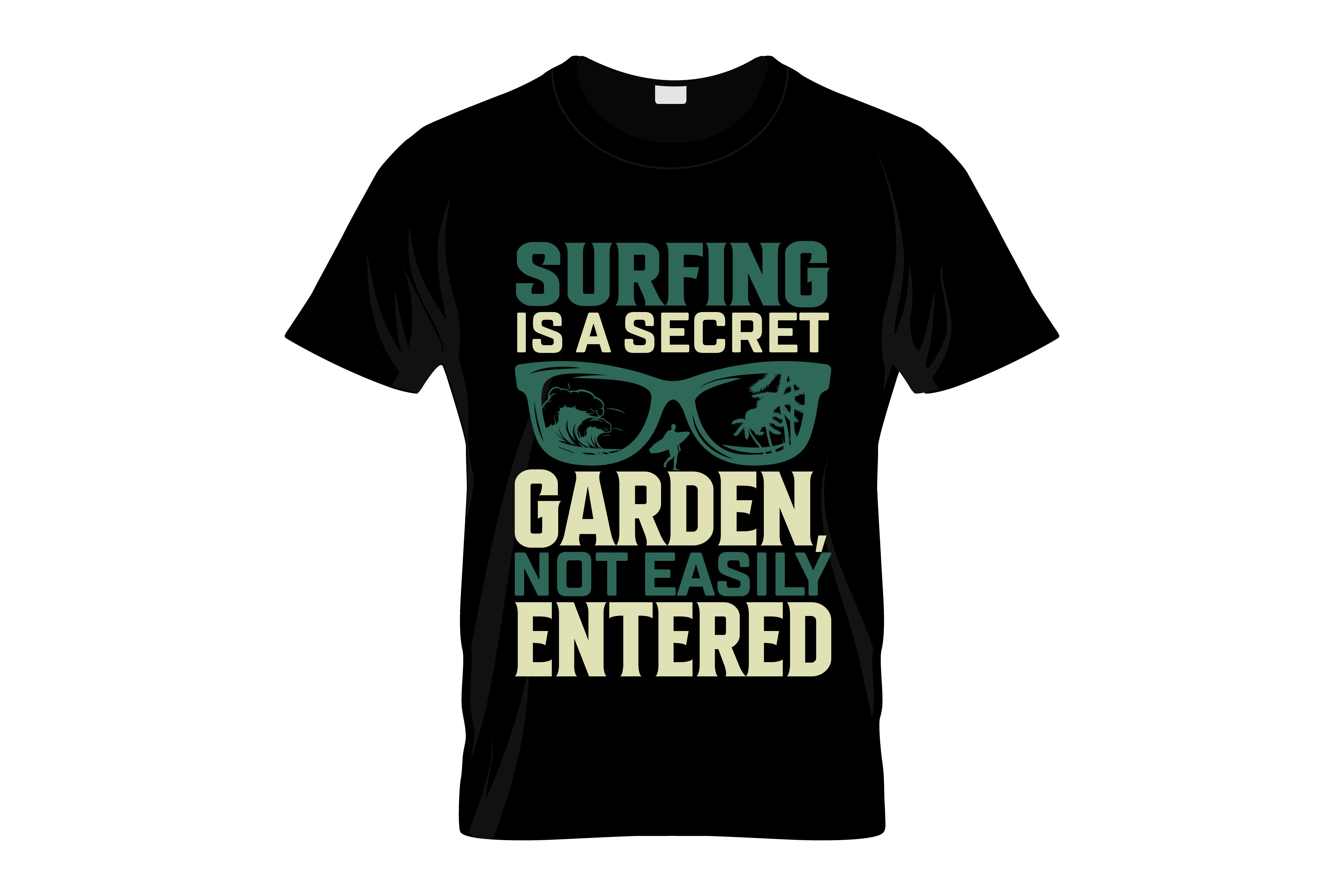 surfing is a secret garden typography printed t shirts