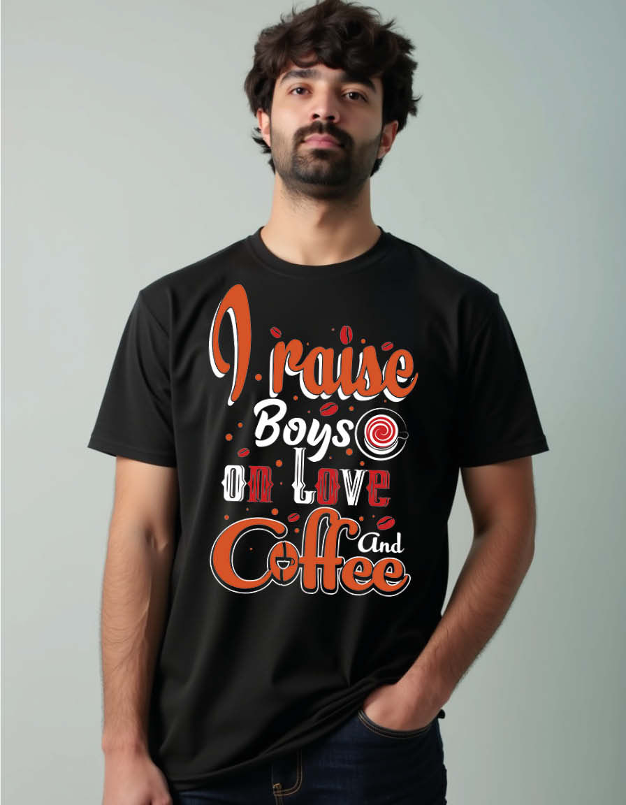 i raise boys on love and coffee Classic Unisex Printed Graphic T-Shirt
