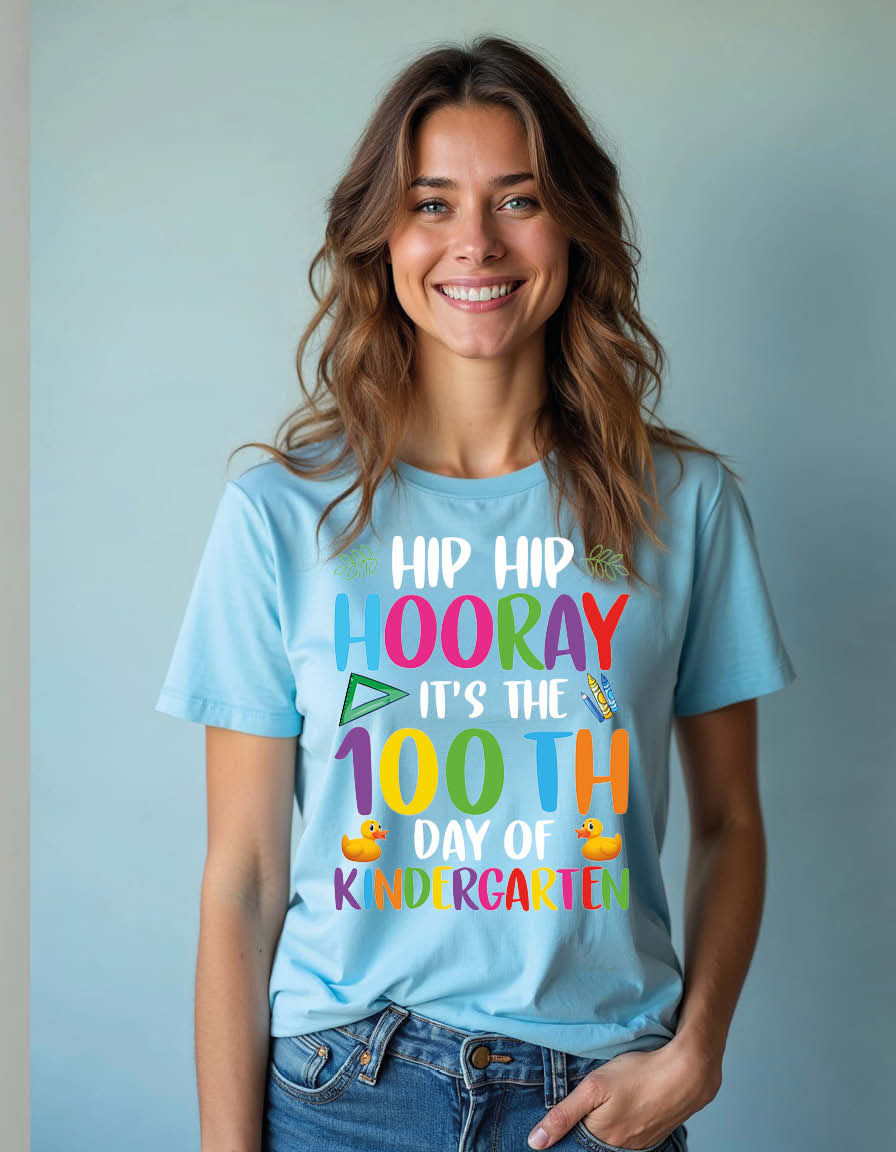 Thumbnail: hip hip hooray it's the 100th day of kindergarten Unisex Printed Graphic T-Shirt