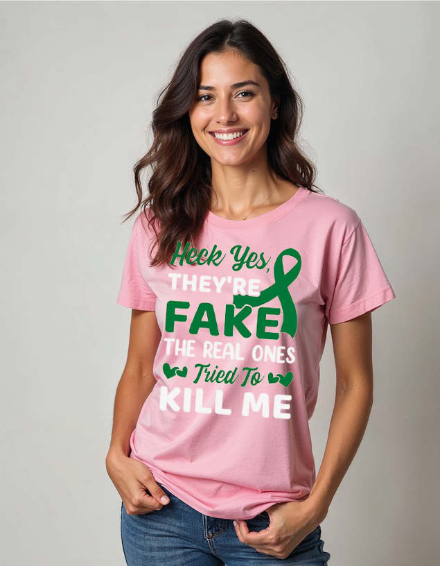 Thumbnail: heck yes they're fake the real ones tried to kill me Unisex Printed Graphic Tees