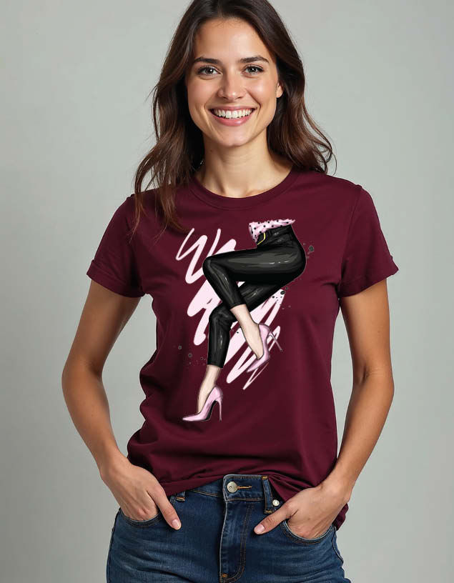 Thumbnail: Pink High Heels Unisex Printed Graphic T-Shirt for Mens,Womens & Kids