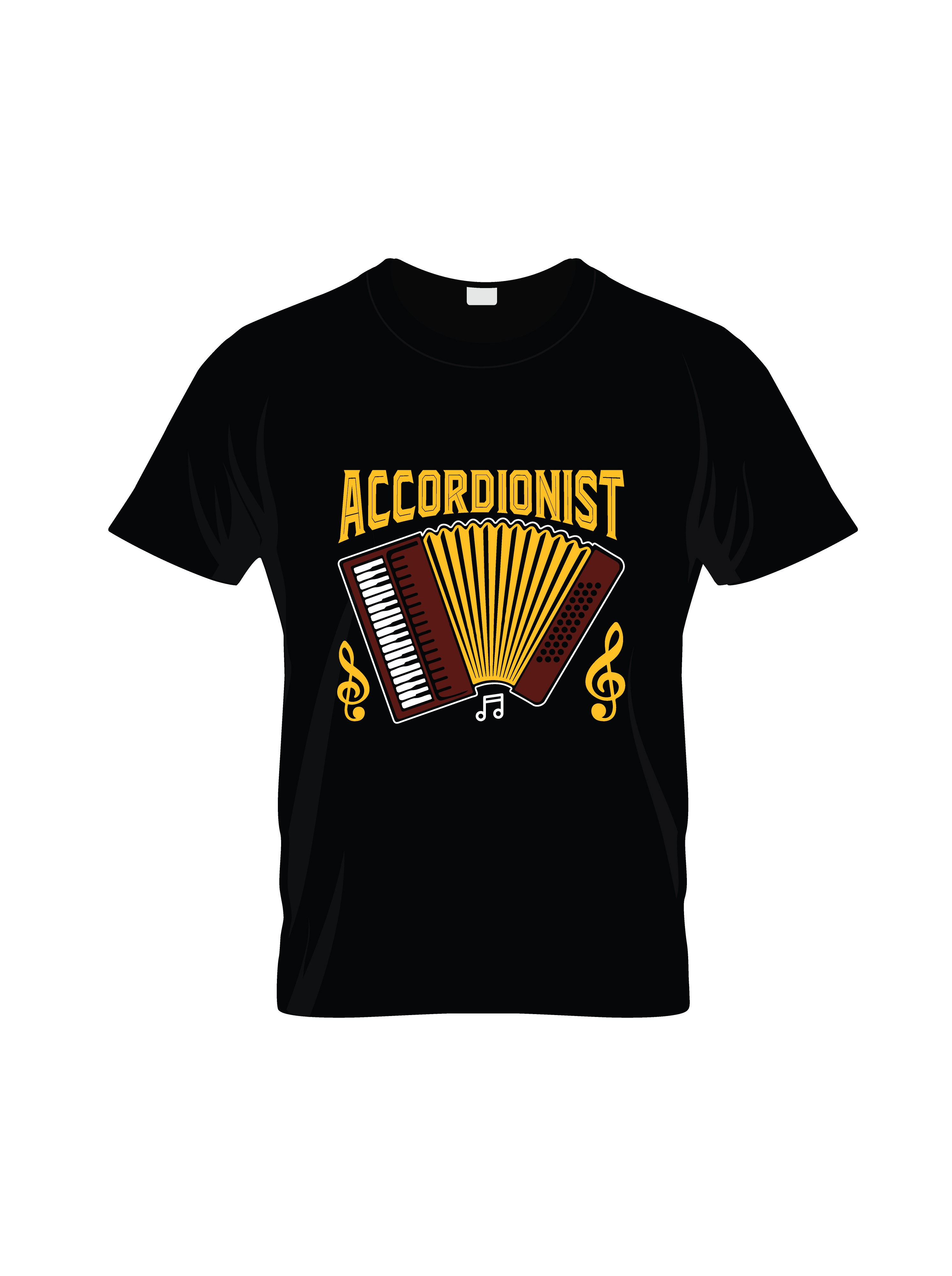 accordionist typography printed t shirts