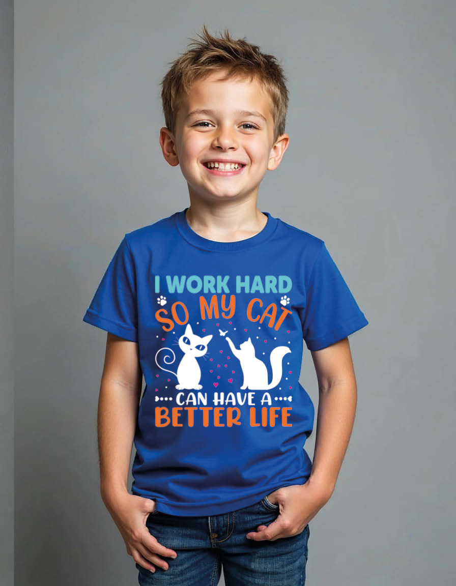 Thumbnail: i work hard so my cat can have a better life Unisex Printed Graphic T-Shirt