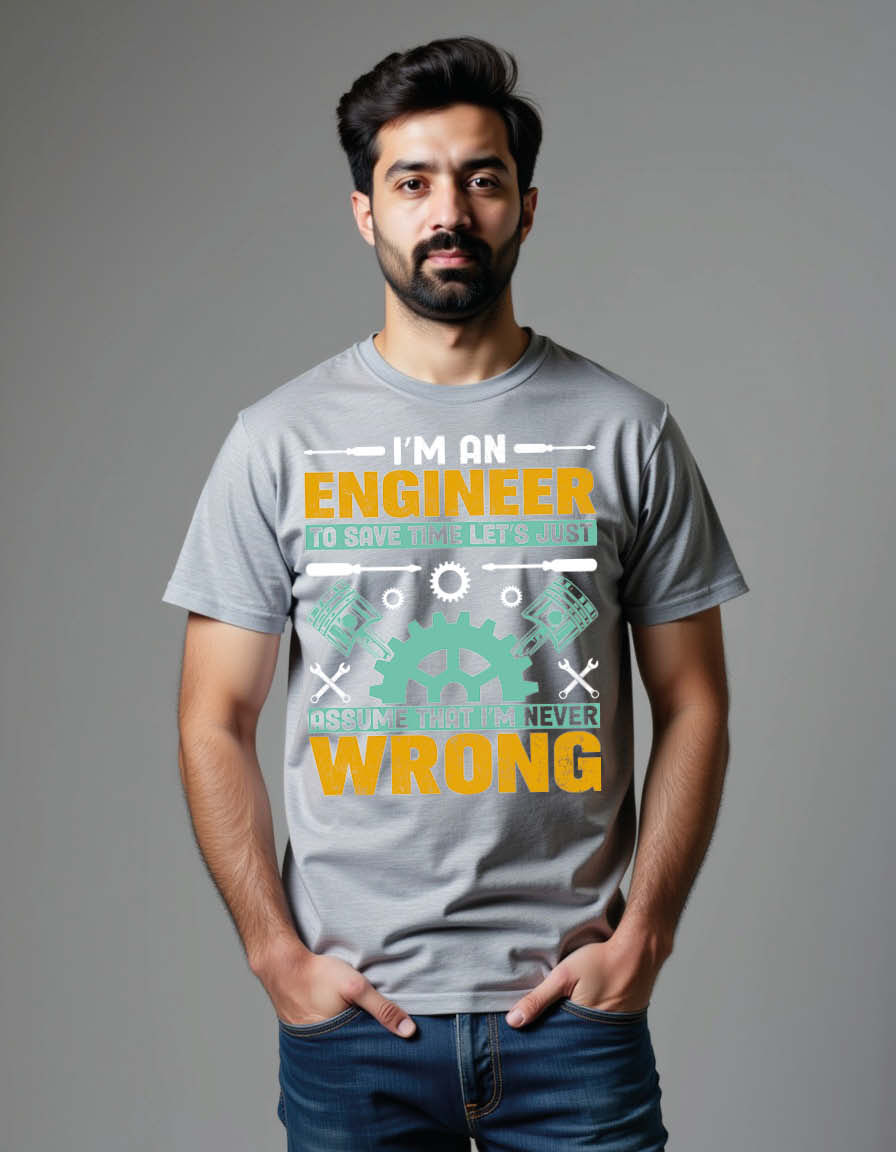 Thumbnail: i'm an engineer to save time let's just assume that i'm never wrong Unisex Tees