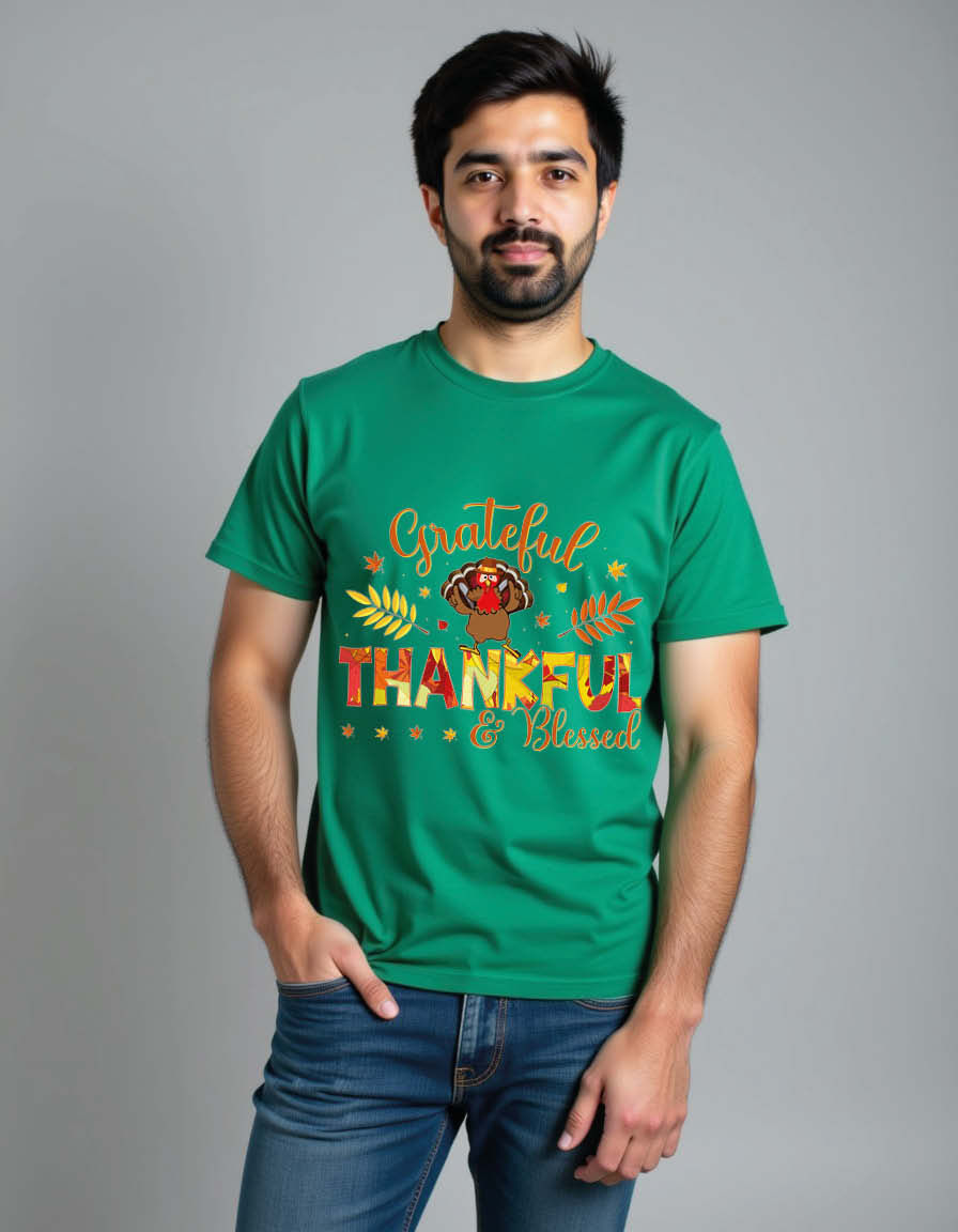 Thumbnail: greatful thankful blessed Unisex Printed Graphic T-Shirt for Mens,Womens & Kids