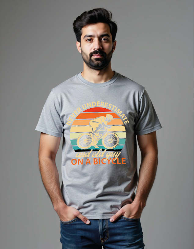 Thumbnail: never underestimate and old guy on a bicycle Unisex Printed Graphic T-Shirt