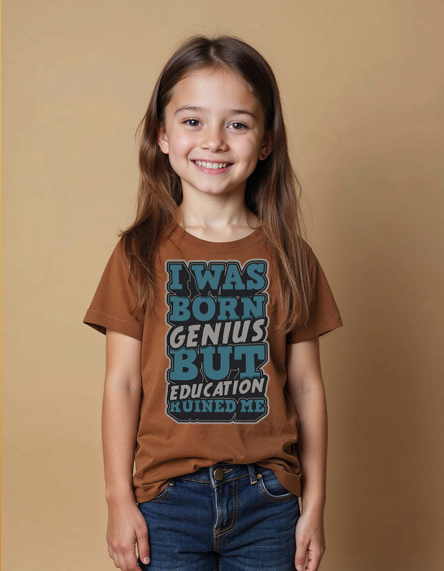 Thumbnail: i was born genius but education ruined me Unisex Printed Graphic T-Shirt