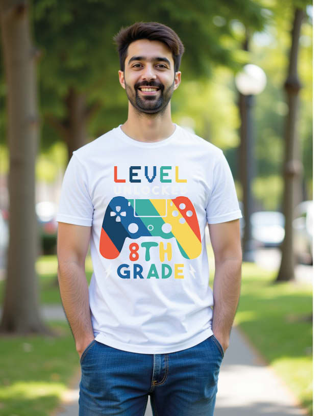 Thumbnail: level unlocked 8th grade Unisex Printed Graphic T-Shirt For Mens Womens & Kids