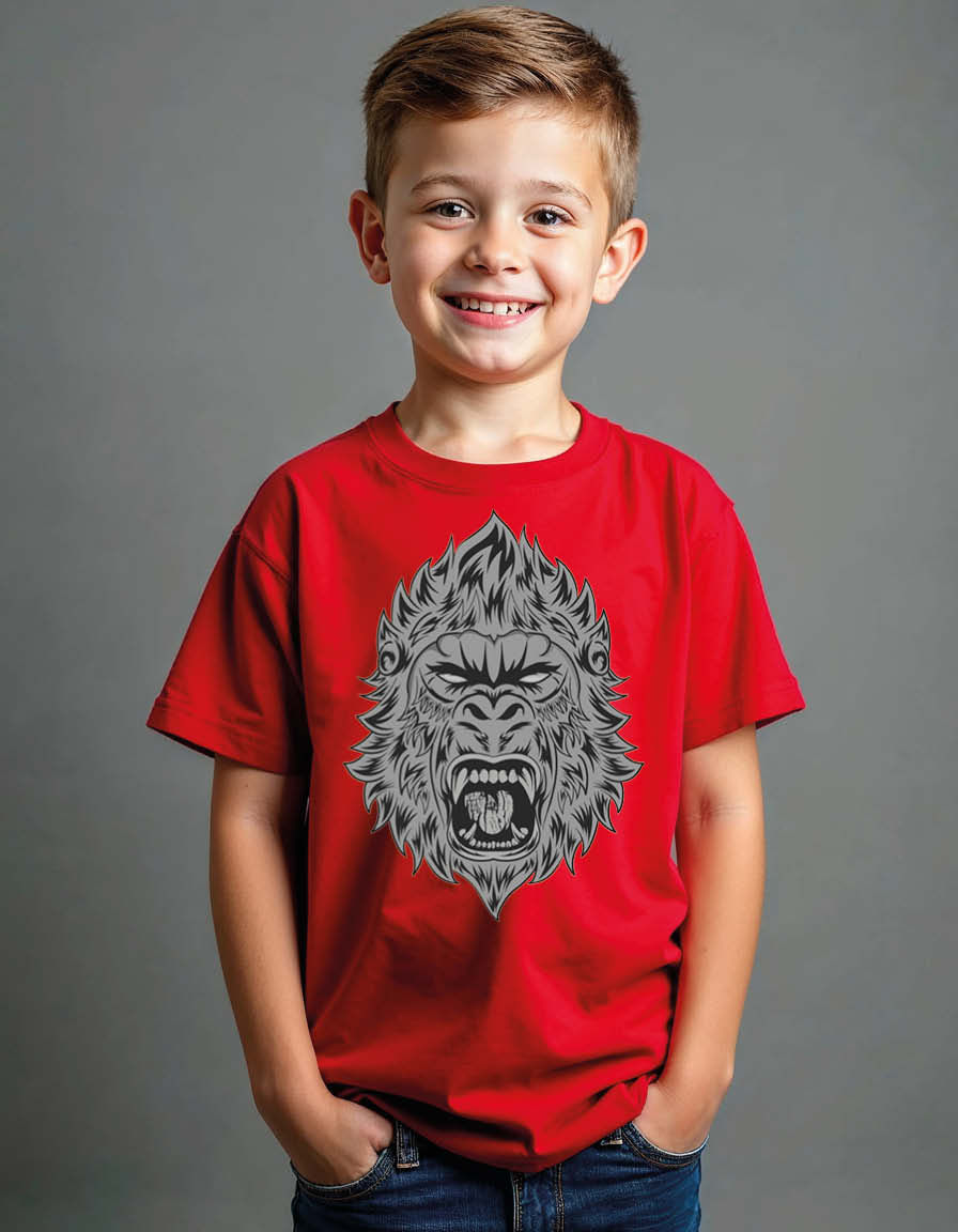 Thumbnail: Engraved Roaring Gorilla Unisex Printed Graphic T-Shirt for Mens,Womens & Kids