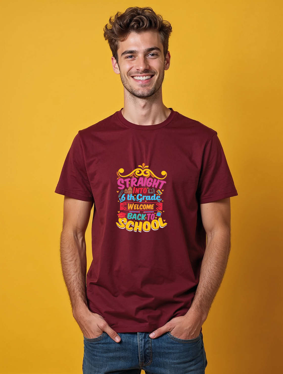 straight into 6th grade welcome back to school Unisex Printed Graphic T-Shirt