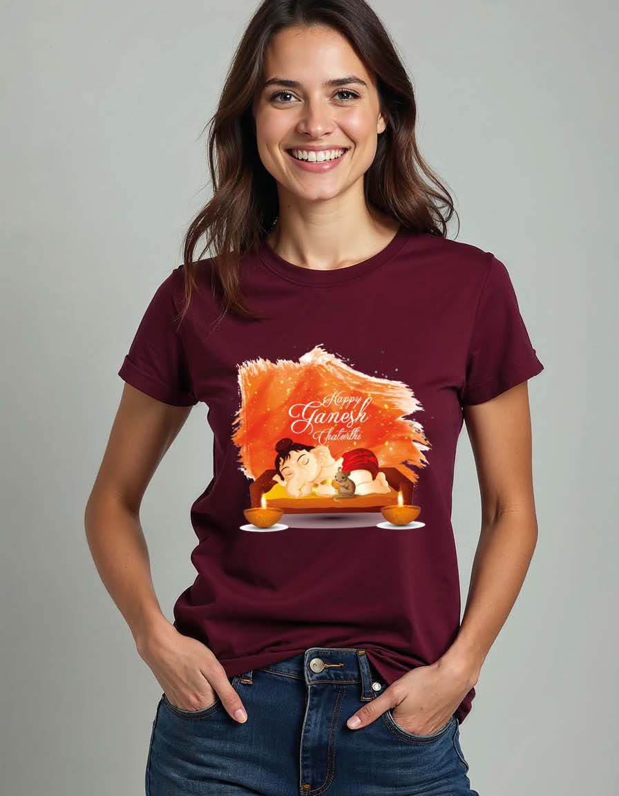 Thumbnail: Happy ganesh chaturtui Unisex Printed Graphic T-shirt