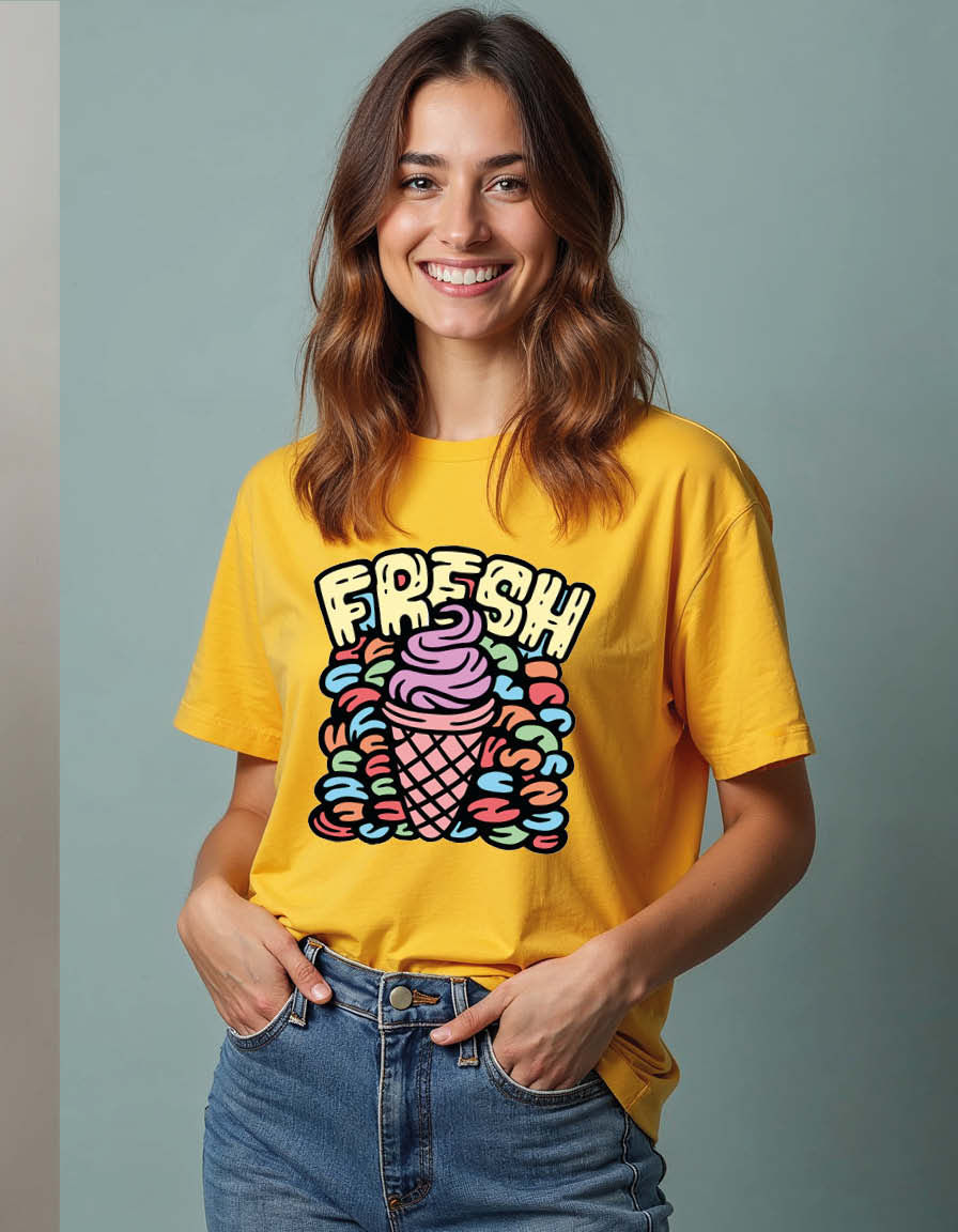 Thumbnail: fresh Vintage Unisex Printed Graphic T-Shirt For Mens, Womens & Kids