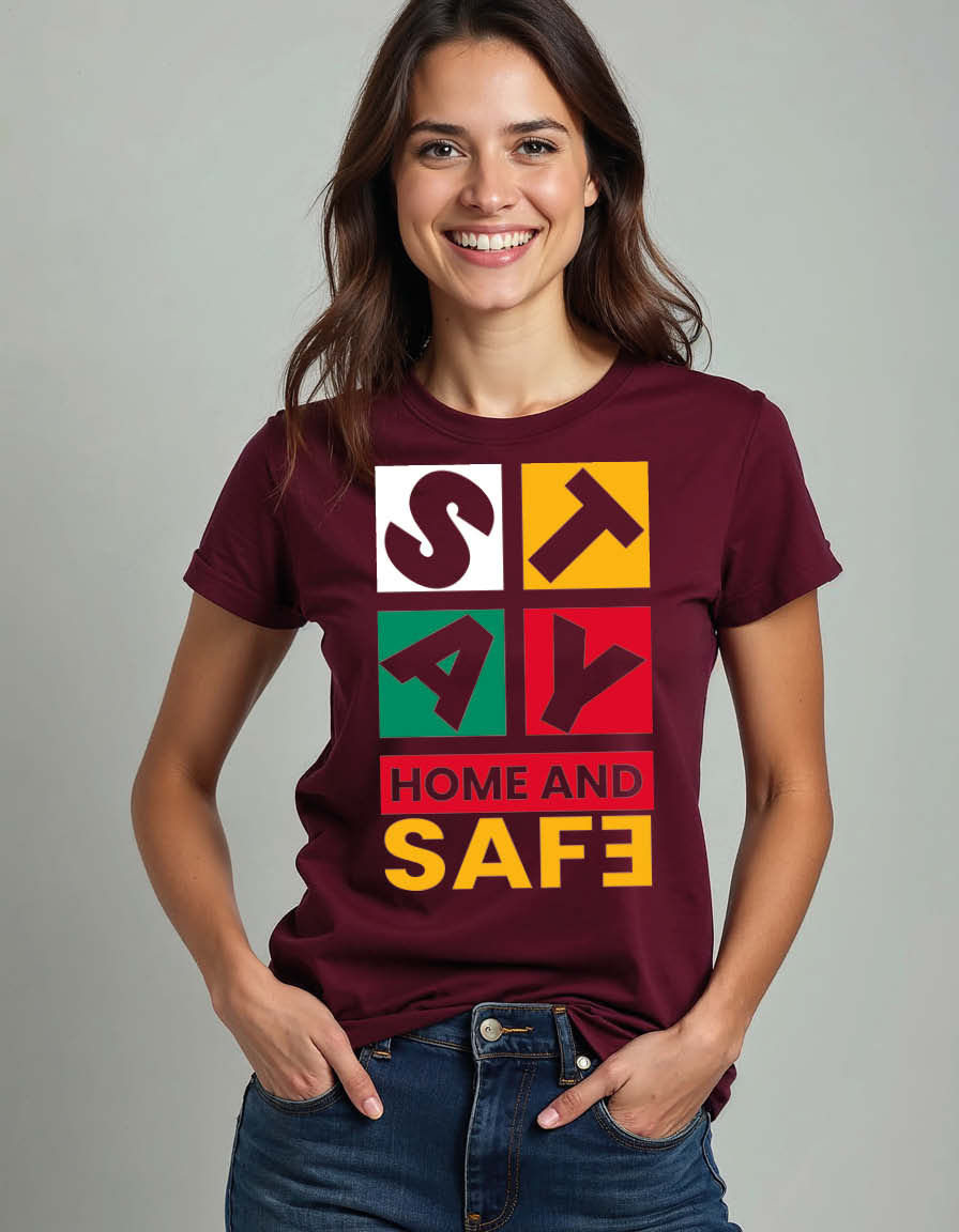 Thumbnail: Stay home and safe Unisex Printed Graphic T-shirt