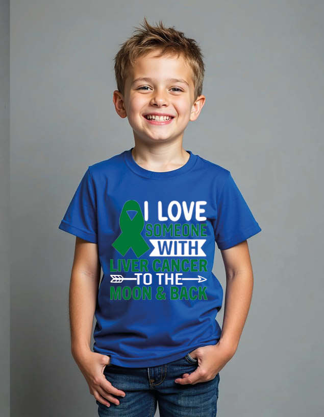 Thumbnail: i love someone with liver cancer to the moon & back Unisex Printed Graphic Tees