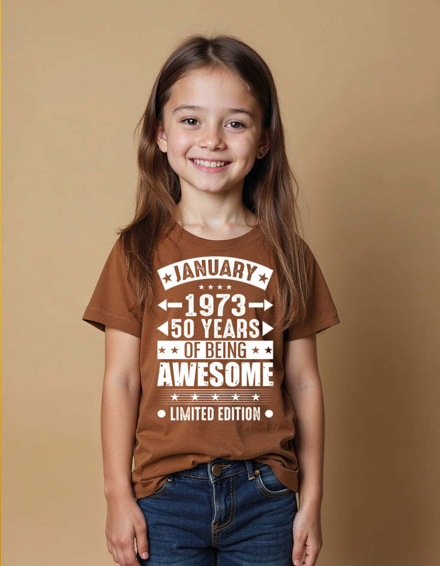 Thumbnail: january 1973 50 years of being awesome limited edition Unisex Printed T-Shirt