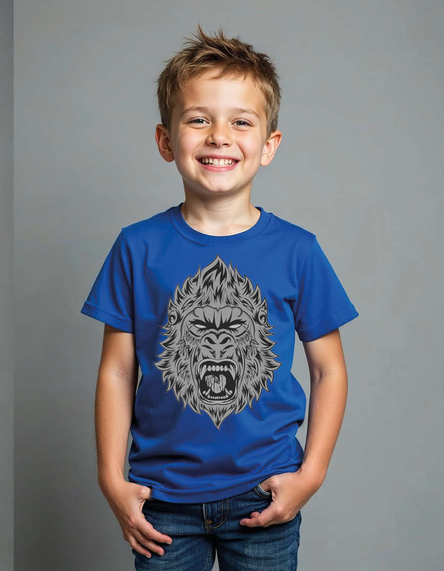 Thumbnail: Engraved Roaring Gorilla Unisex Printed Graphic T-Shirt for Mens,Womens & Kids
