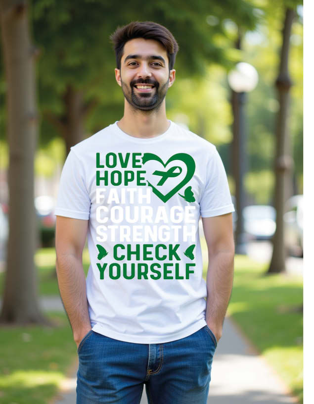 Thumbnail: love hope faith courage strength check yourself Unisex Printed Graphic T-Shirt