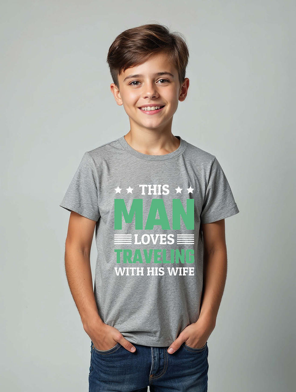 Thumbnail: This man loves stamp collecting with his wife Unisex Printed Graphic T-s