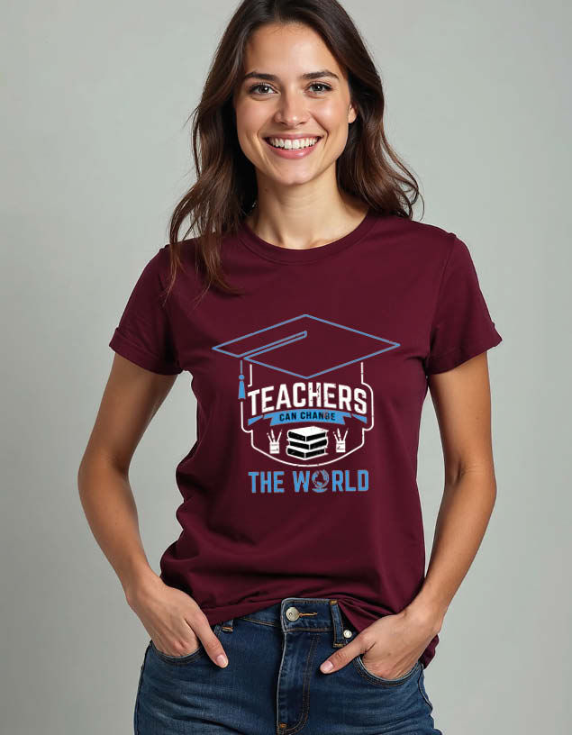 teachers can change the world Unisex Printed Graphic Tees For Mens Womens & Kids