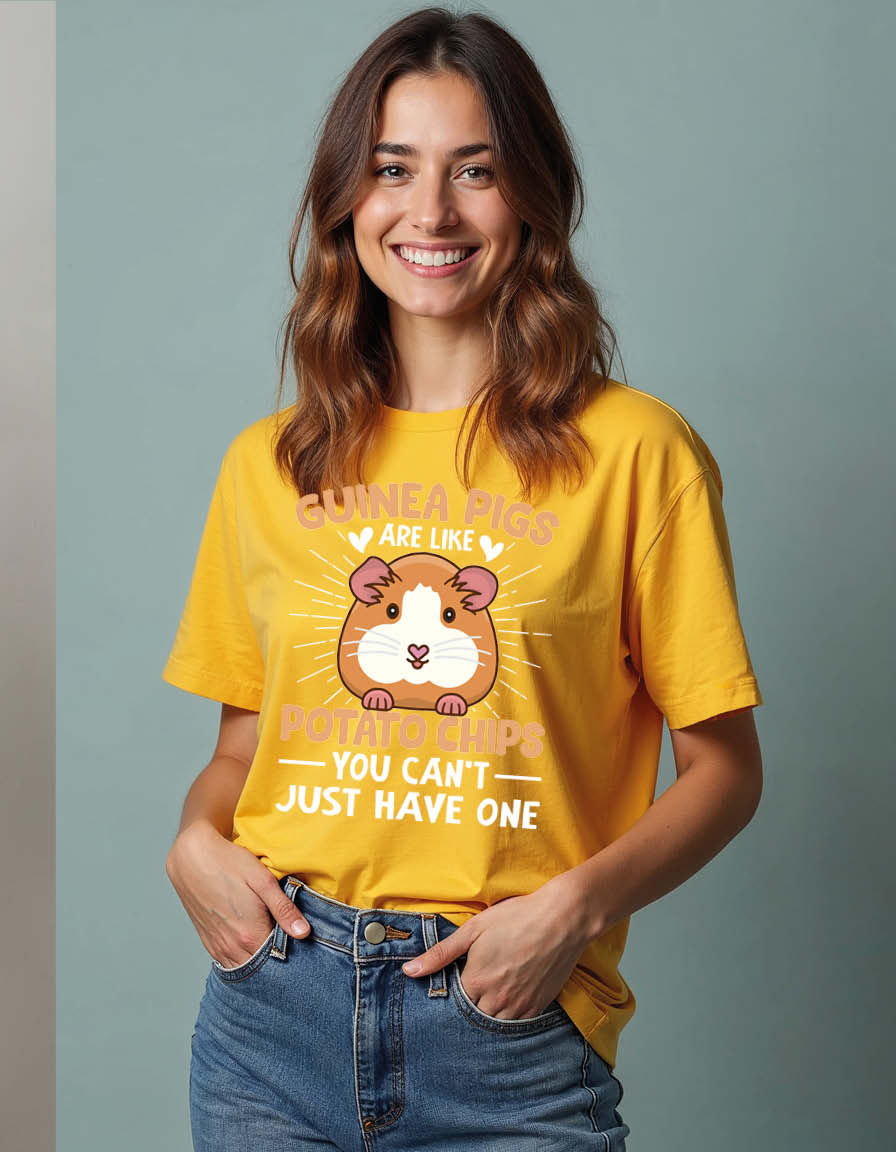 Thumbnail: guinea pigs are like potato chips you can't just have one Unisex Printed T-Shirt