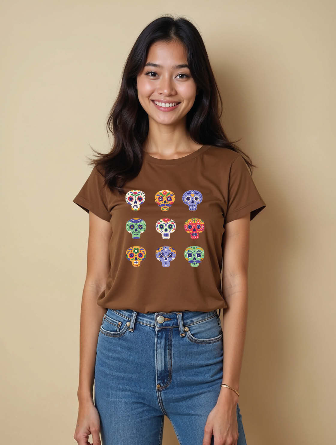Cute Colorful Skull Art Unisex Printed Graphic T-Shirt For Women, Men & Kids