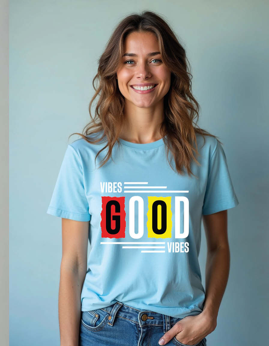 Thumbnail: good vibes Urban Unisex Printed Graphic T-Shirt for Mens,Womens & Kids