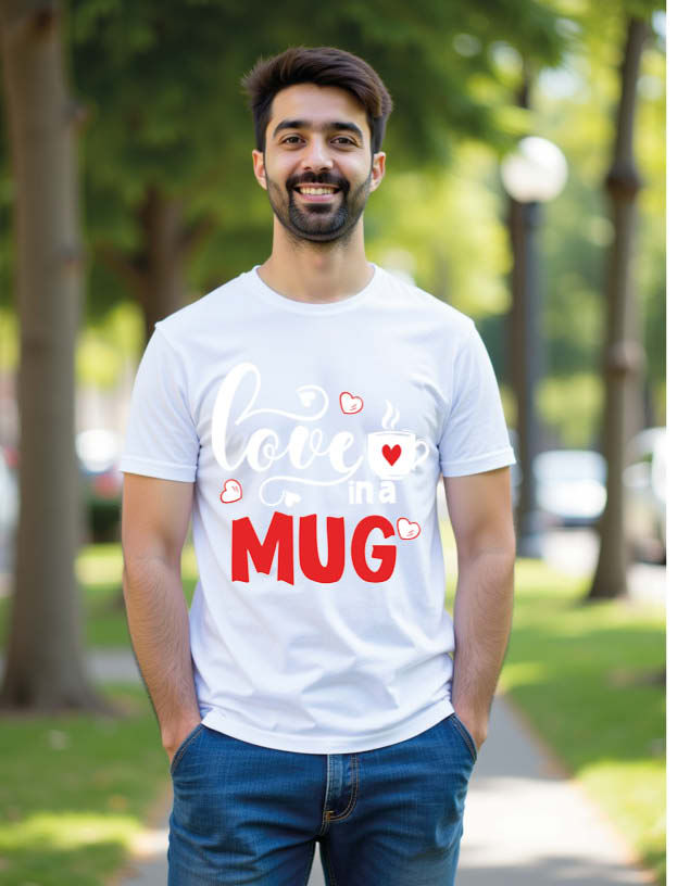 Thumbnail: love in a mug Unisex Printed Graphic T-Shirt For Mens Womens & Kids