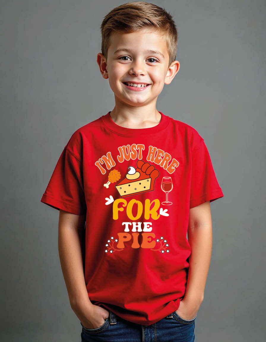 Thumbnail: i'm just here for the pie Unisex Printed Graphic T-Shirt For Mens, Womens & Kids