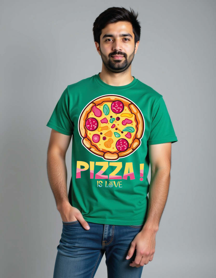 Thumbnail: Pizza is love Unisex Printed Graphic T-shirt