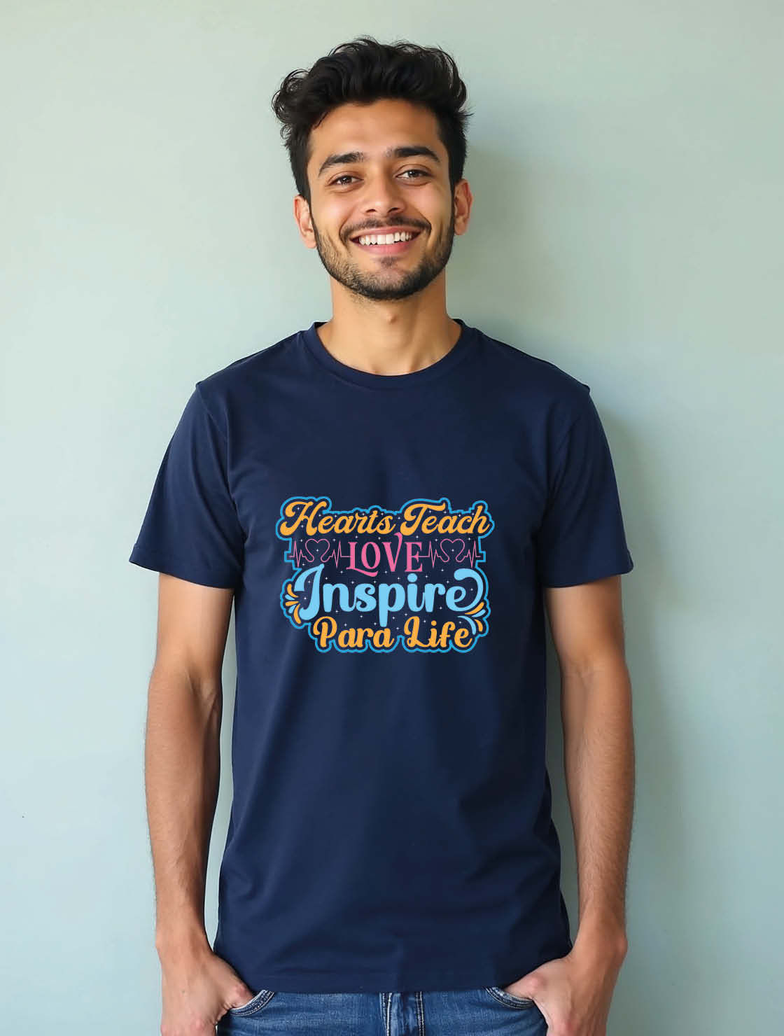 hearts teach love inspire paralife Stylish Unisex Printed Graphic T-Shirt