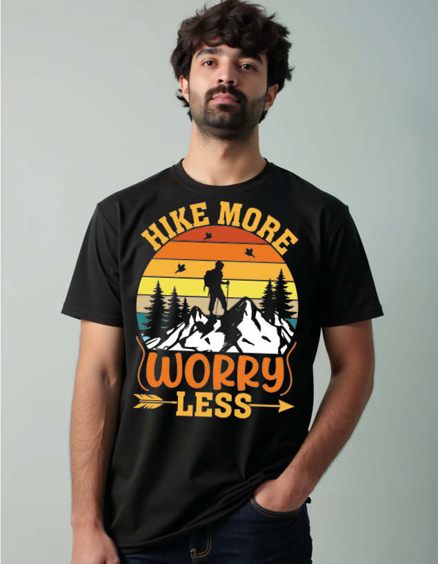 hike more worry less Unisex Printed Graphic T-Shirt For Mens, Womens & Kids