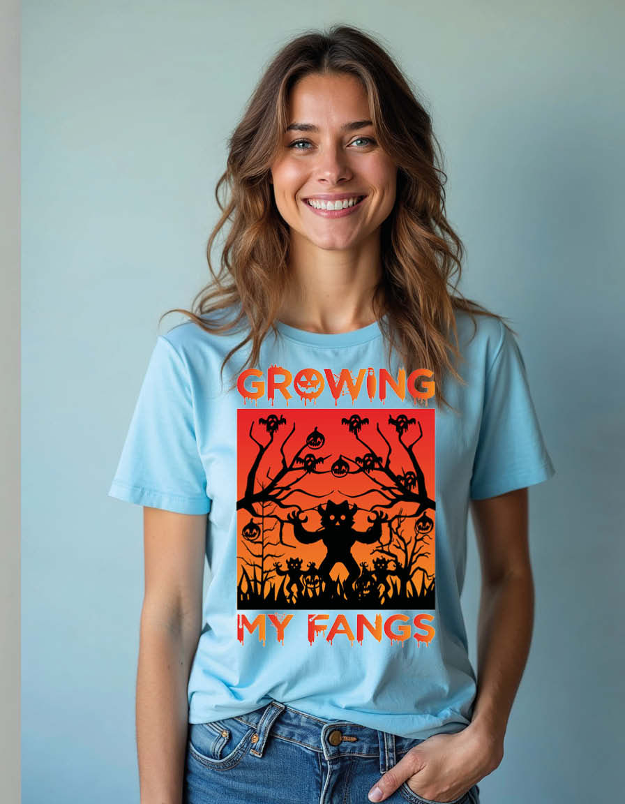 Thumbnail: growing my fangs Stylish Unisex Printed Graphic T-Shirt for Mens,Womens & Kids