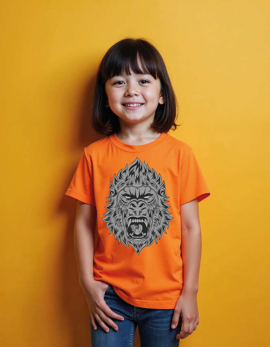 Engraved Roaring Gorilla Unisex Printed Graphic T-Shirt for Mens,Womens & Kids