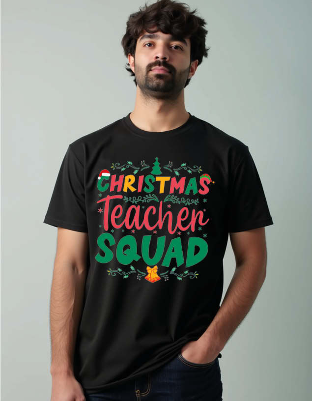 christmas teacher squad Unisex Printed Graphic T-Shirt For Mens, Womens & Kids