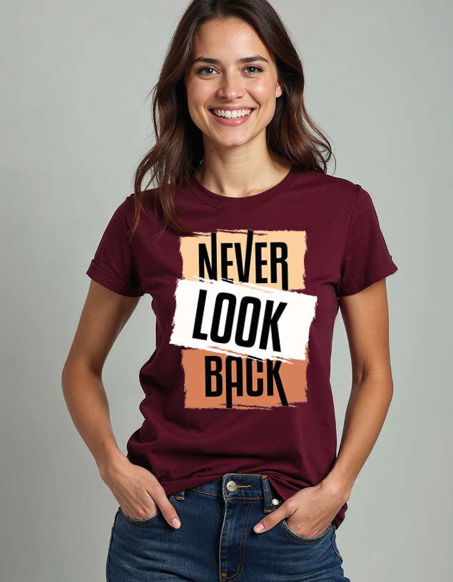 Thumbnail: never look back Casual Unisex Printed Graphic T-Shirt for Mens,Womens & Kids